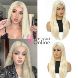 Peruca din par sintetic dreapta cu plasa frontala de 70 cm 20112E613 Blond Deschis